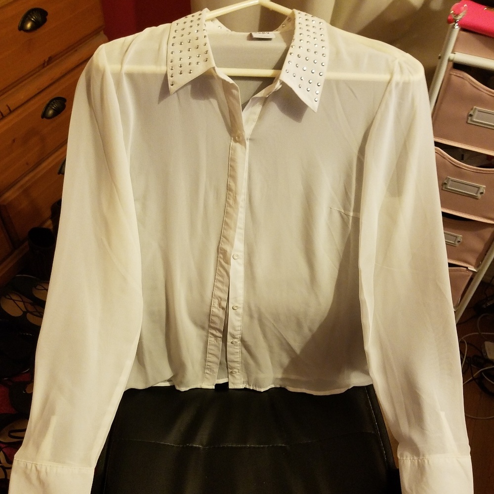 Vero Moda White Sheer Blouse and Black Blazer L